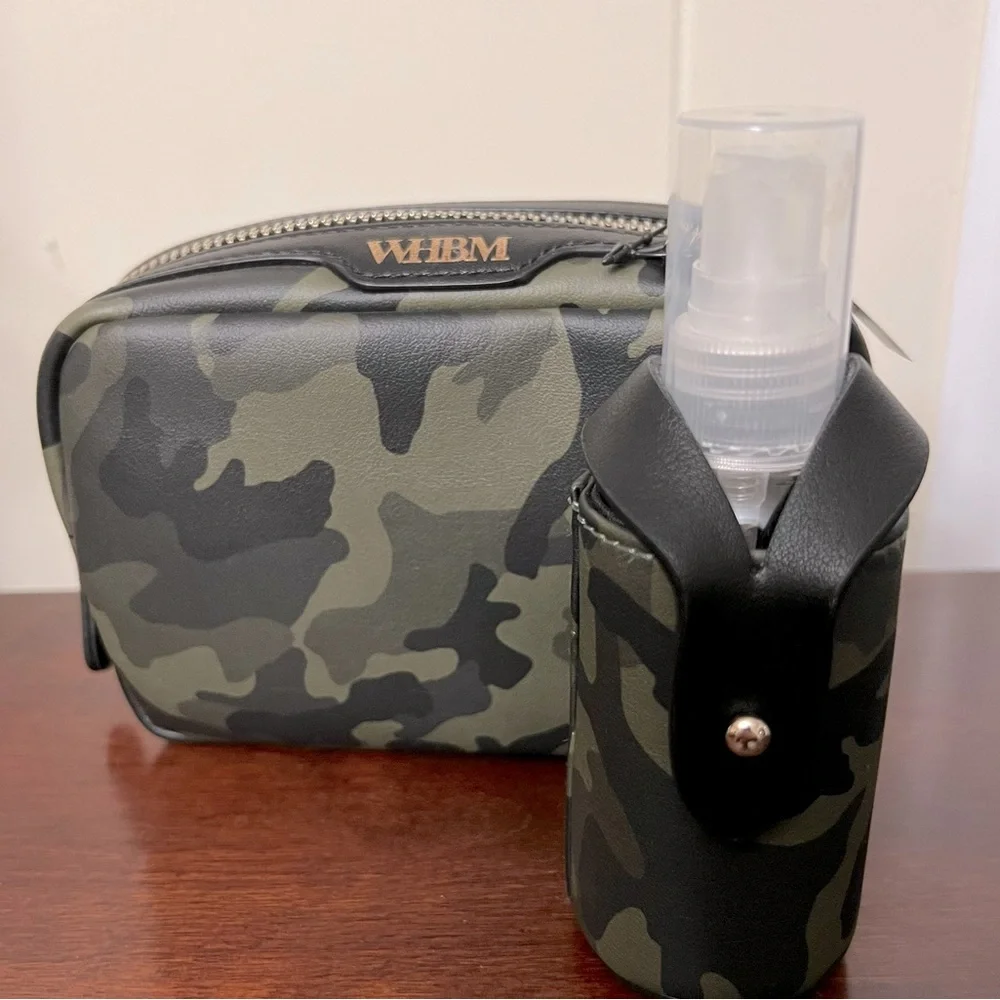WHBM White House Black Market Camo Camouflage Cosmetics Bag Spray Bottle Holder